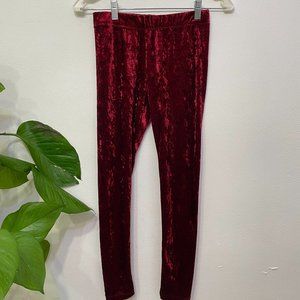 Sweet Burgundy Velvet Leggings